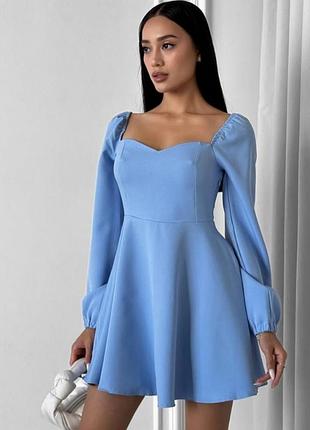 Весеннее, стильное голубое платье