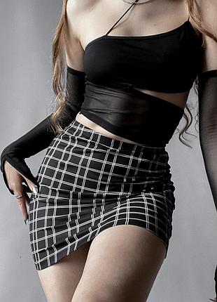 Обтягивающая черная юбочка в клетку🖤