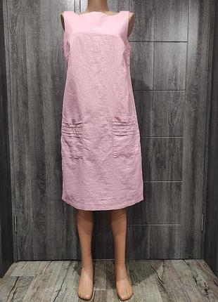 Красивое льняное платье с карманами и люрексом next пог-46 см