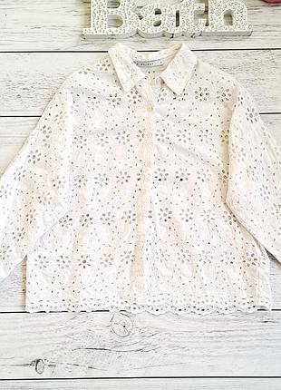 Блузка рубашка из прошвы, белоснежная