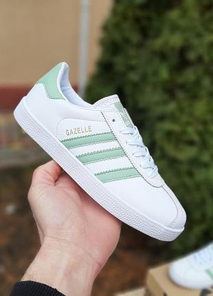 Adidas gazelle белые с бирюзой 4