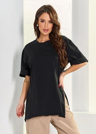 Черная хлопковая футболка оверсайз, issa plus