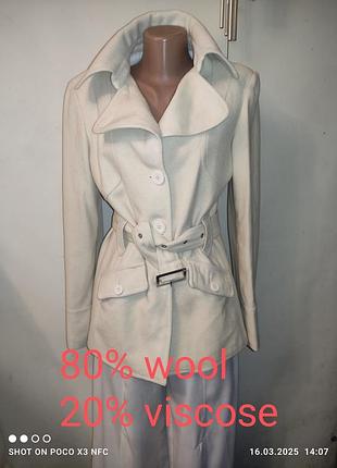 Жакет villa m вовняний молочний під пояс пальто-тренч піджак