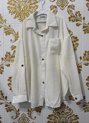 Молочна льняна сорочка рубашка блузка