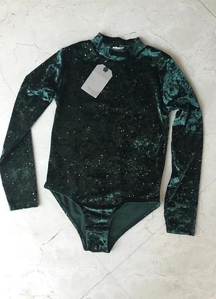 Боди велюровое с блестками zara, 11-12 лет