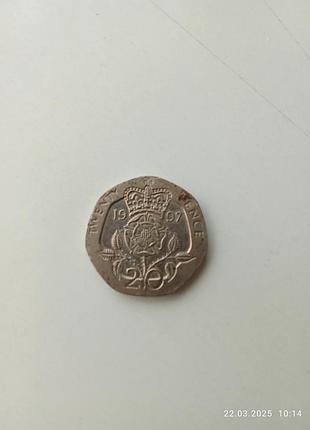 Монета великобритании 20 пенс,1997 год, елизавета вторая