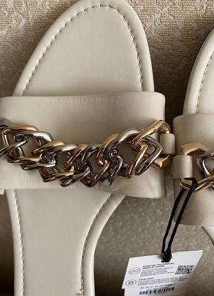 Новые кожаные светлые шлепки мюли 41 р zara 9