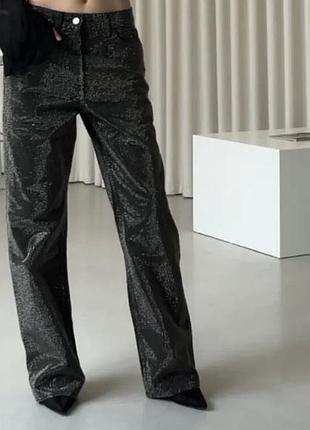 Трендовые джинсы zara с блестящими блестящими