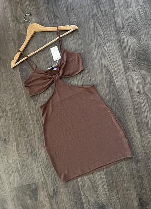 Нова міні сукня коричнева мокко коротка сток вʼязана літня топ спідниця h&m 4