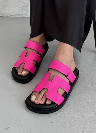 Рожеві якісні слайдери з натуральної шкіри, багато кольорів