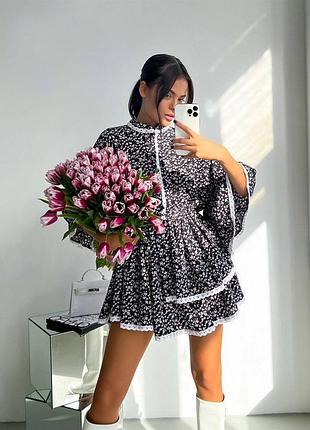 Жіноча сукня плаття міні коротка с мереживом