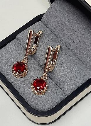Серьги позолоченные, сережки подвески, позолота