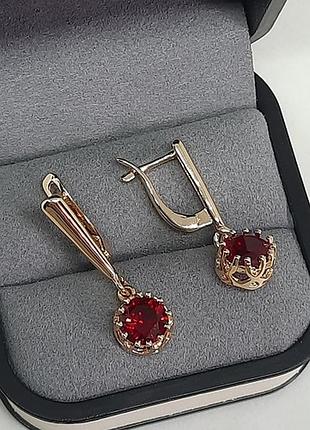 Серьги позолоченные, сережки подвески, позолота2 фото