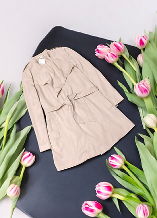 Брендовий якісний тренч із кишенями світло-бежевого кольору h&m етикетка