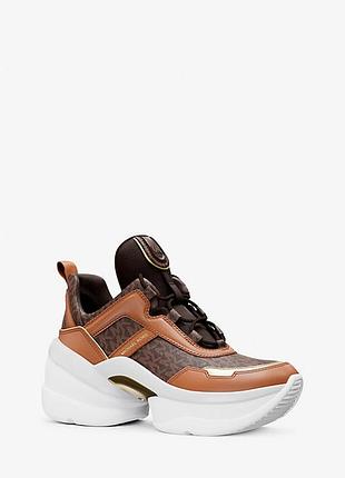 Michael kors scuba кроссовки signature logo trainer brown multi