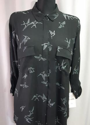 Блуза черная с птицами zara basic