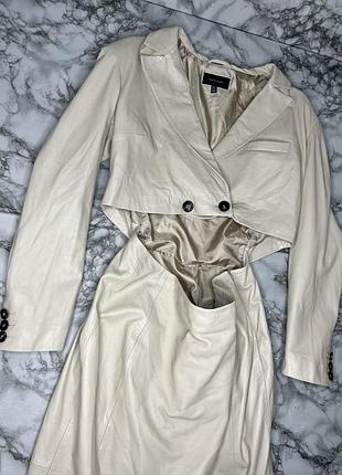Комплект плащ кожаный пиджак и юбка кожа ягнёнка karen millen оригинал размер 14 l 8