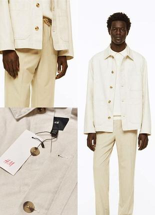 Стильна чоловіча джинсова куртка з кишенями від h&m з етикеткою батал