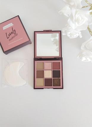 Палетка теней lovely glambee с формами для макияжа 9 оттенков
