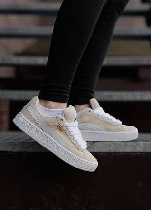 Кроссовки puma suede xl yellow white9 фото