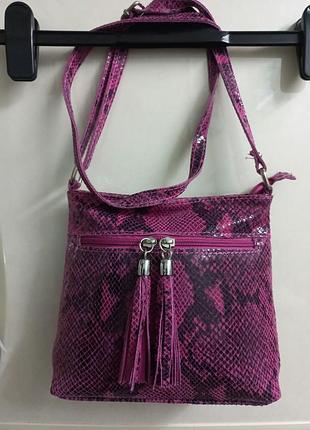 Сумка через плечо женская кожа vera pelle италии