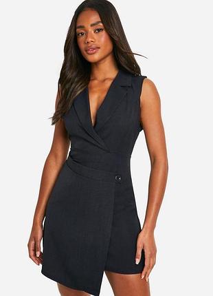 Платье стильное черное платье на запах boohoo