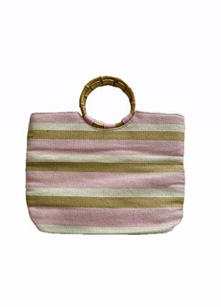 Пляжна сумка з мішковини розова сумочка сумка з короткими ручками