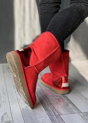 Женские красные угги ugg classic red metallic9 фото