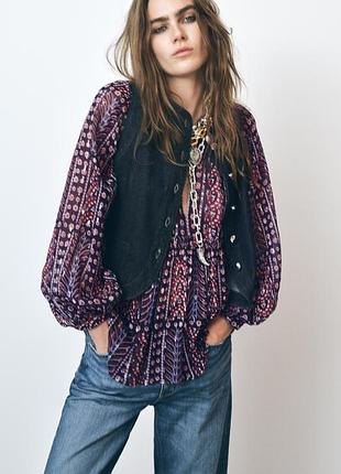 Блуза шифон revelation з мережкою і люрексом — s