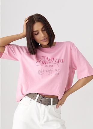 Хлопковая oversize футболка с принтами