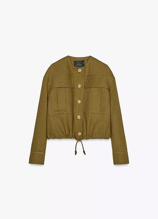 Куртка бомбер жіноча хакі лляна zara new