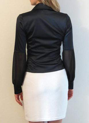 Шикарная нарядная черная блузка с шифоновыми вставками, вискоза, шелк helen schneider р.34