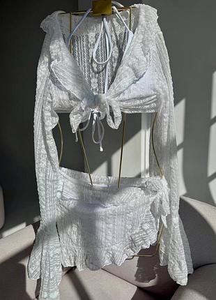 Купальник с костюмом топ и юбочка, раздельный купальник и пляжный костюм топ с юбкой