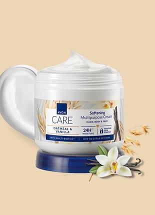 Мультифункціональний крем для обличчя, рук та тіла «м'який догляд», 400 мл  avon care з вівсом та екстрактом ванілі