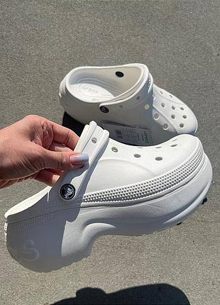 Женские кроксы сабо на платформе bella clog white crocs bella clog white