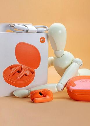 Яркие наушники вкладыши xiaomi redmi buds 4 lite orange чехол в подарок!