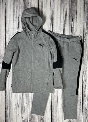 Костюм puma серый с капюшоном размер м спортивный