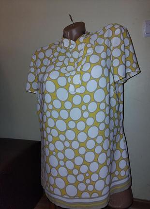 Блуза жовта в кульки 48р.желтая в белый горох l