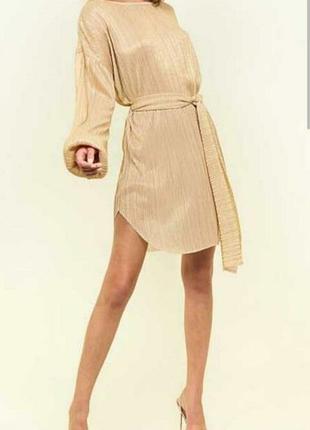 Платье cameo rose глиттер бежевое