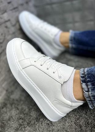 Кеди кросівки базові шкіряні білі демі весна осінь