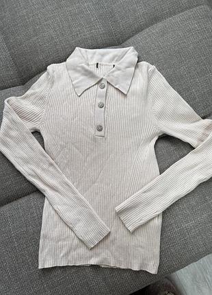 Поло в рубчик / old money лонгслів віскоза