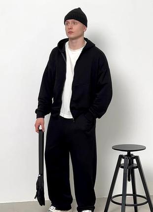 Зип худи худи спортивный костюм мужской без флиса костюм мужественный спортивный костюм бархатный серий черный серый оверсайз графит беж джоггеры штаны