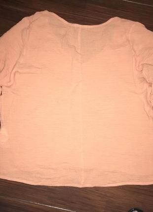 Zara basic-хлопковая коралловая блуза жатка! р.-l2 фото