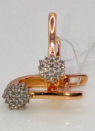 Сережки бриллианты 0,32ct звезда красное золото 585 діамант