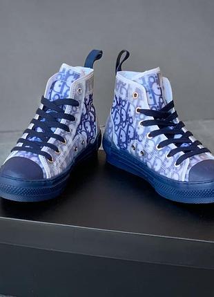 Жіночі кеди b23 high-top blue блакитний та синій колір з брендовими написами розміри 37-40