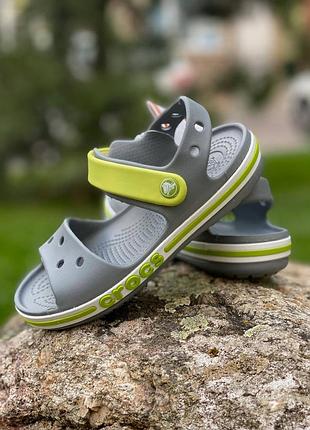 Дитячі сандалії crocs crocband sandal grey charcoal с7 с8 с9 с10 с11 с12 с12 j1 j2 j3