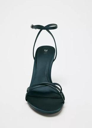Босоножки зеленые женские атласные zara new3 фото