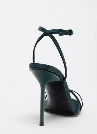 Босоножки зеленые женские атласные zara new7 фото
