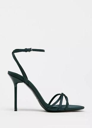 Босоножки зеленые женские атласные zara new6 фото