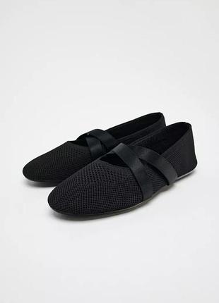 Чорні атласні балетки жіночі zara new